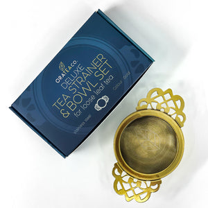 Deluxe Gold Tea Strainer + Bowl Set