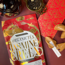 Load image into Gallery viewer, Lunar New Year Edition: Organic Jasmine Green Tea Bundle With Gold Deluxe Strainer Set
